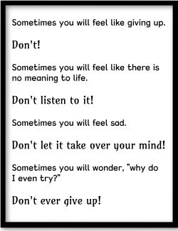 Don't ever give up poster