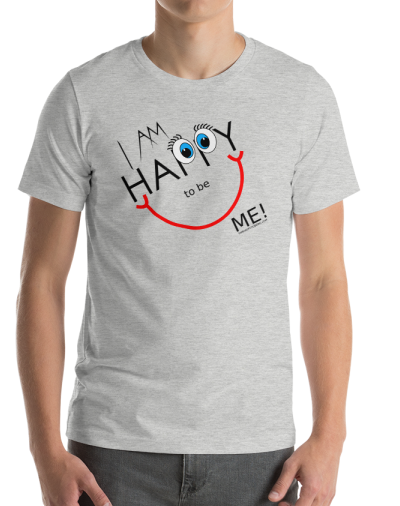 men's athletic heather i am happy to be me t shirt