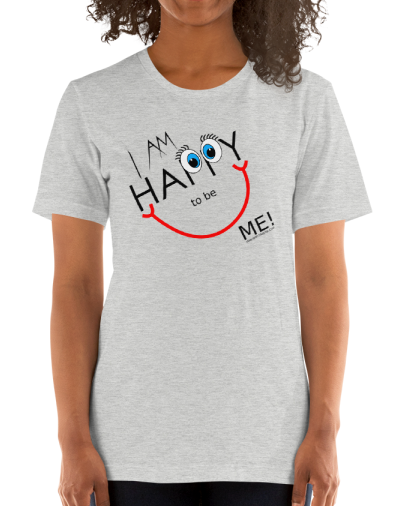 women's athetic heather i am happy to be me t shirt