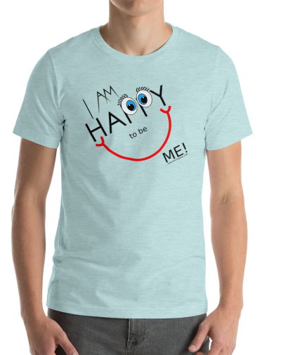 men's ice blue i am happy to be me t shirt