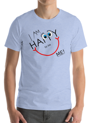 heather blue women's i am happy to be me tee