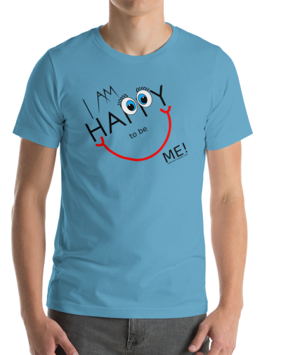 men's ocean blue i am happy to be me t shirt