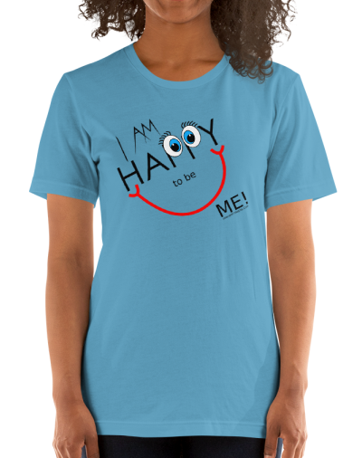 women's ocean blue i am happy to be me t shirt