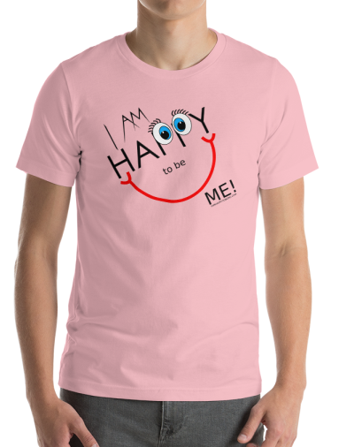 men's pink i am happy to be me tee