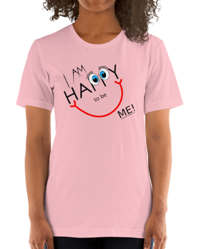 women's pink i am happy to be me tee